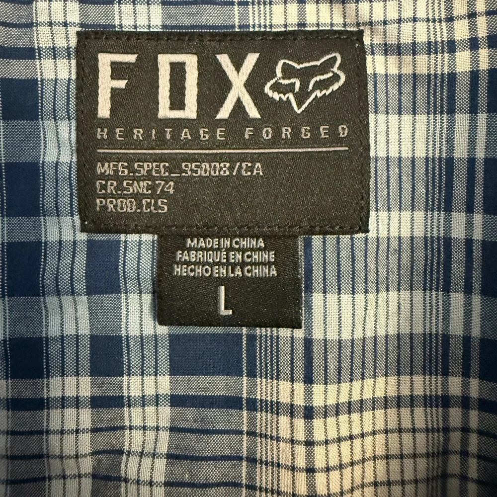 Fox Racing Heritage Forged Blue Plaid Button Up Shirt Men’s Large - Picture 4 of 10